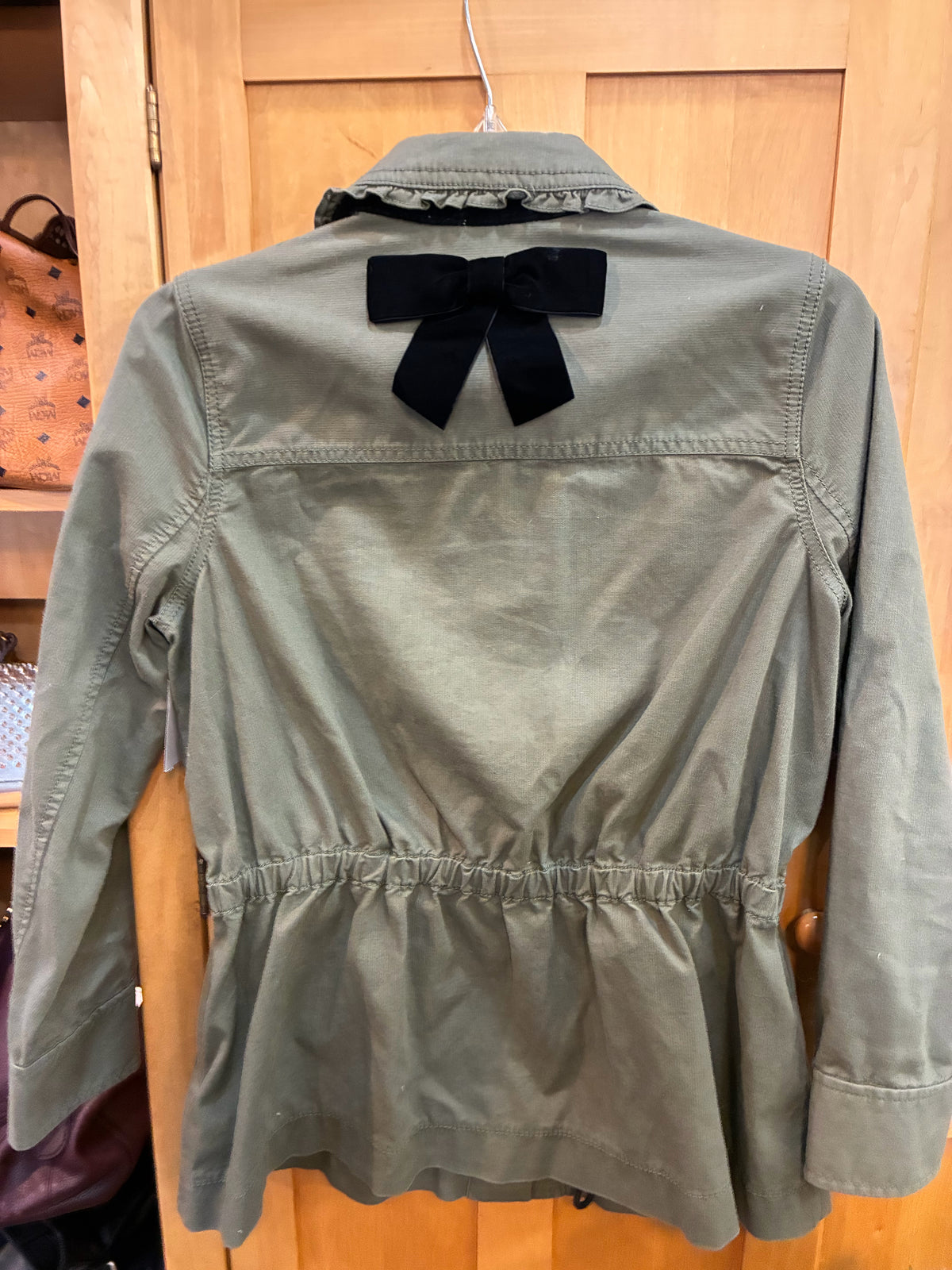 Kate Spade Olive Green "Broome Street Ruffle Military" Jacket