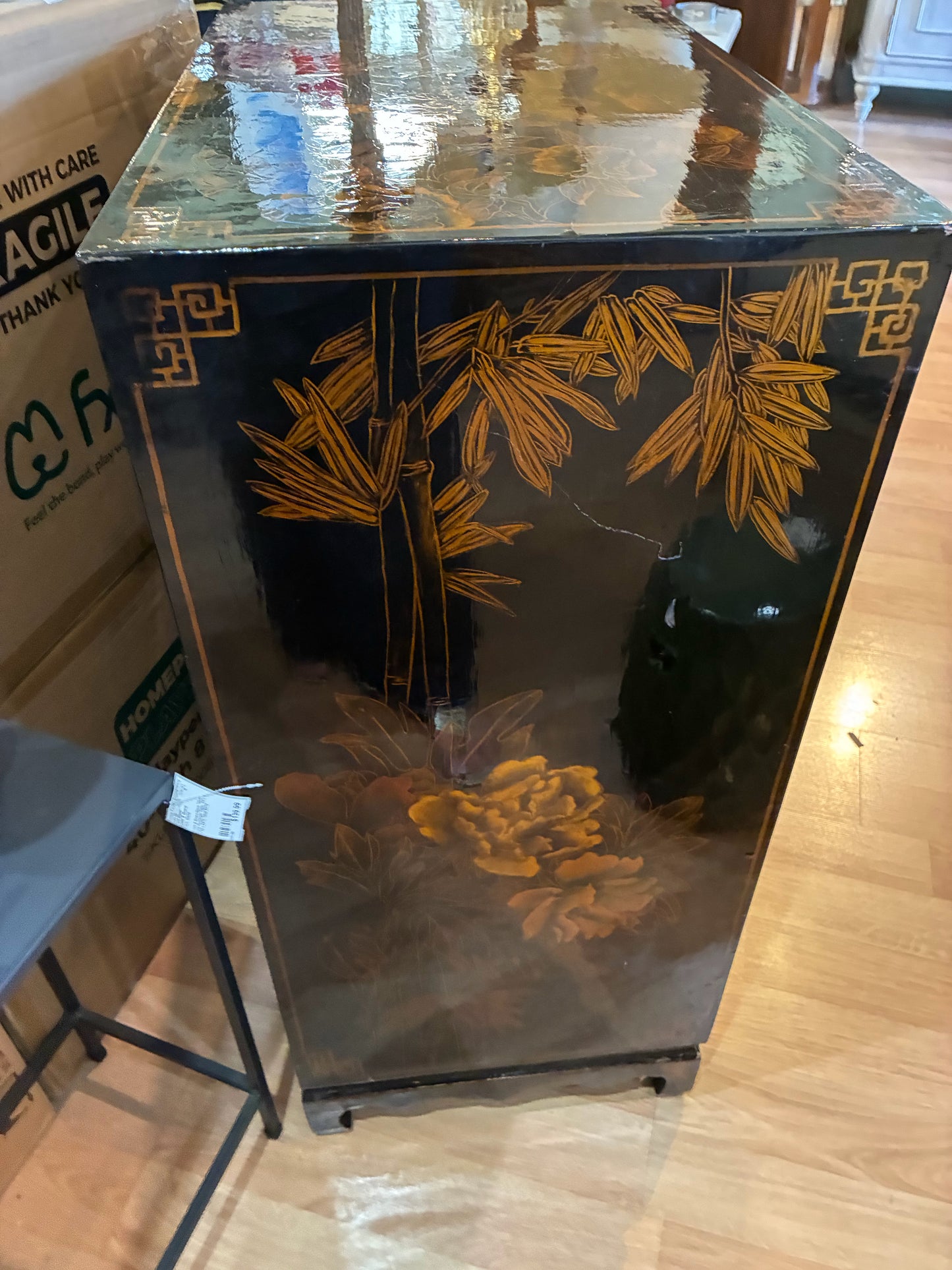 Asian Style Bar Cart Cabinet