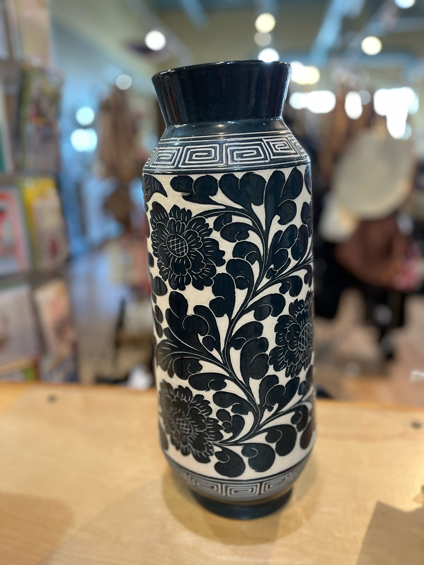 Small Blue & White Floral Vase