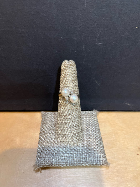 14K double pearl ring