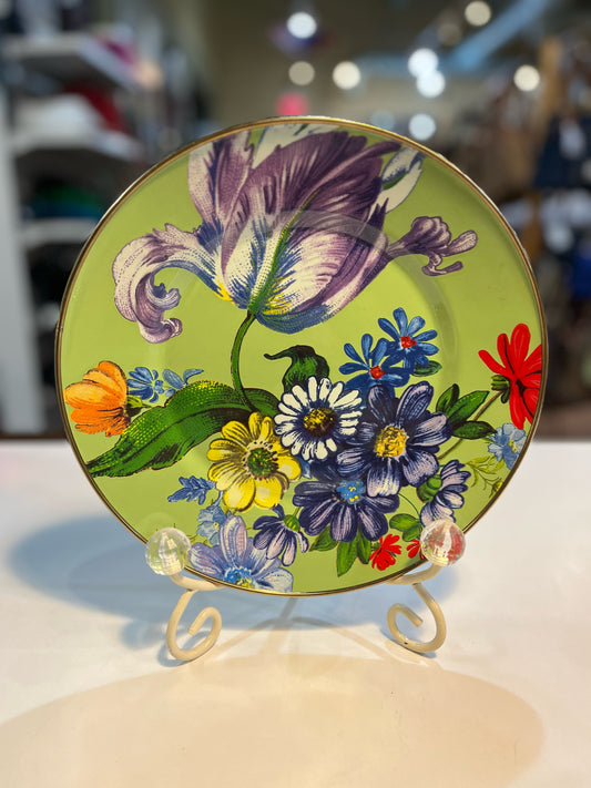 MacKenzie-Childs Green Flower Market 10" Enamel Plate
