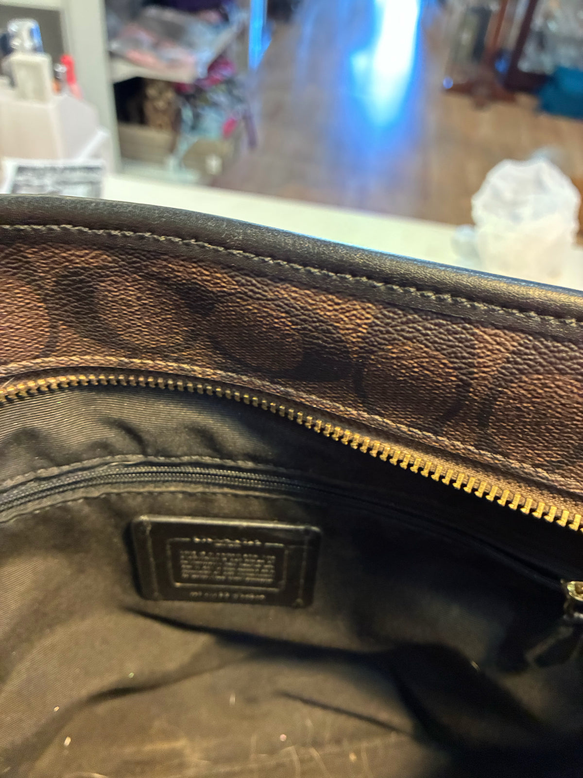Coach Signature "City Zip Top" Tote Handbag