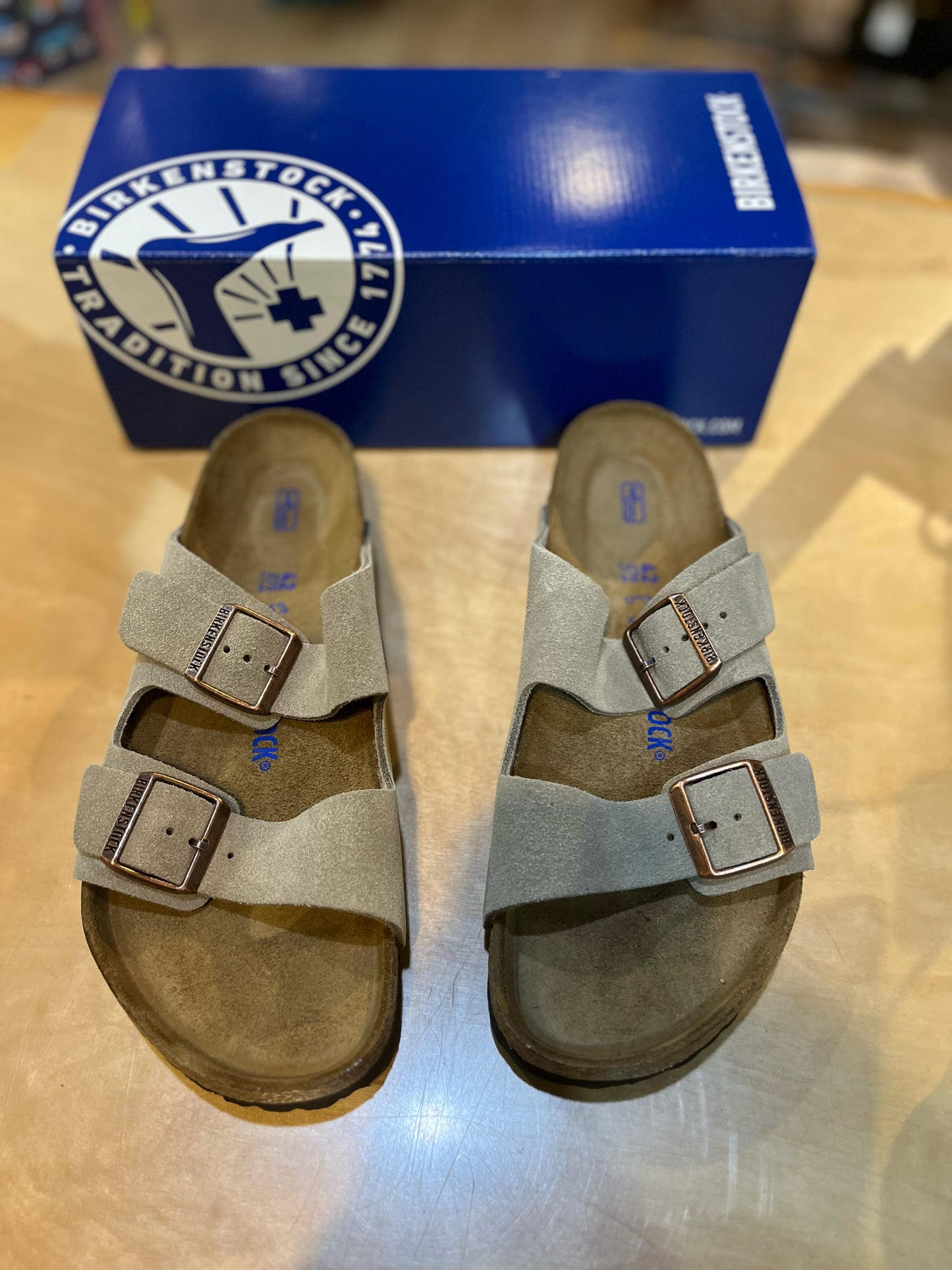 New Birkenstock Taupe "Arizona" Sandals