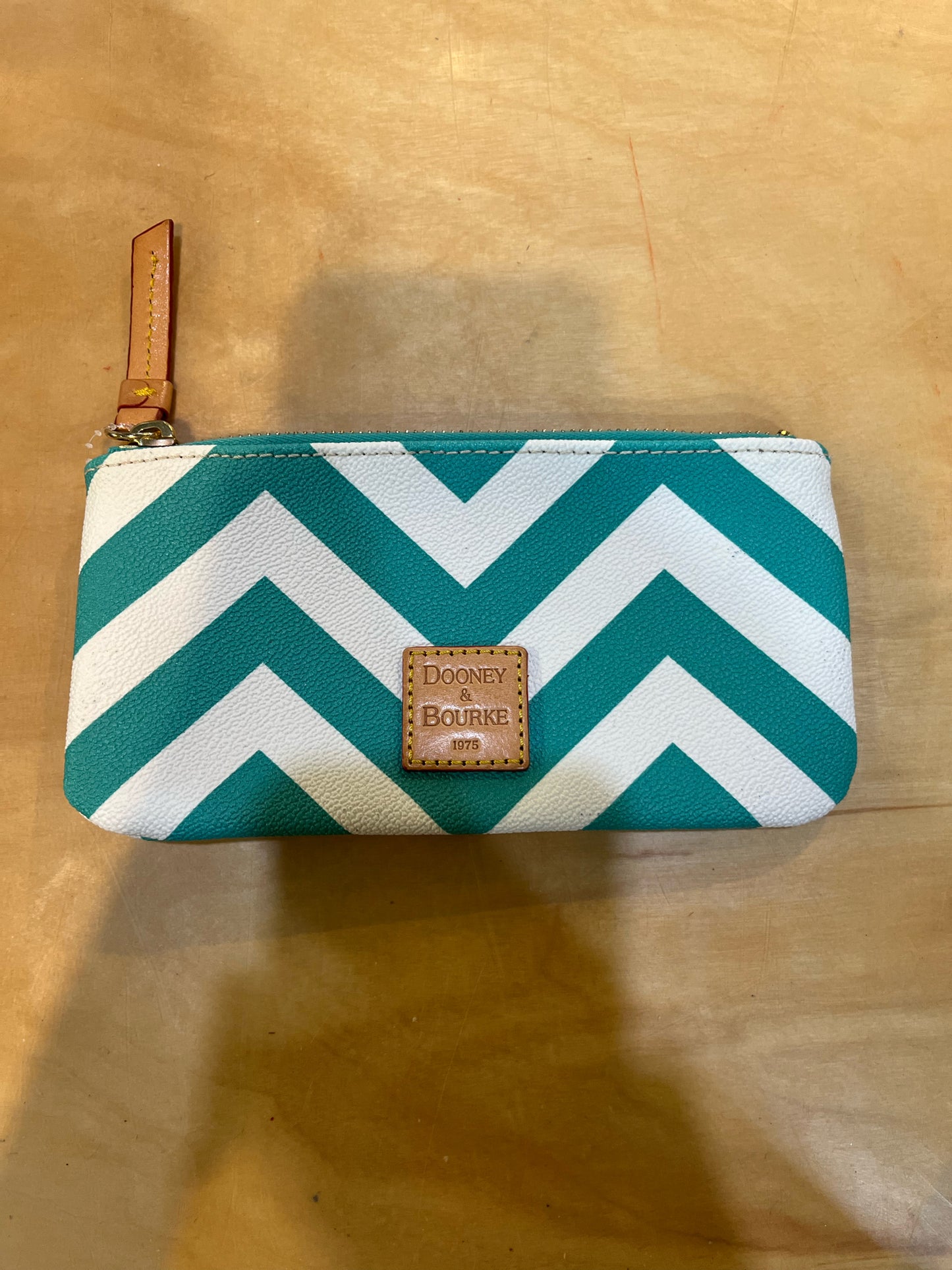 Dooney & Bourke Teal & White Chevron Pouch