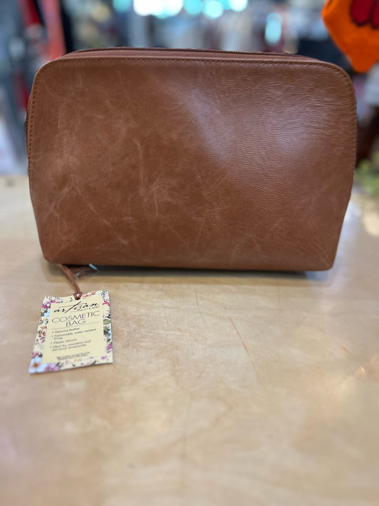 NWT Eden Brown Leather Artisan Cosmetic Bag