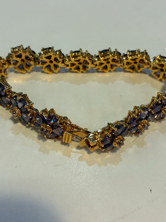 Sterling Silver Purple Floral Bracelet