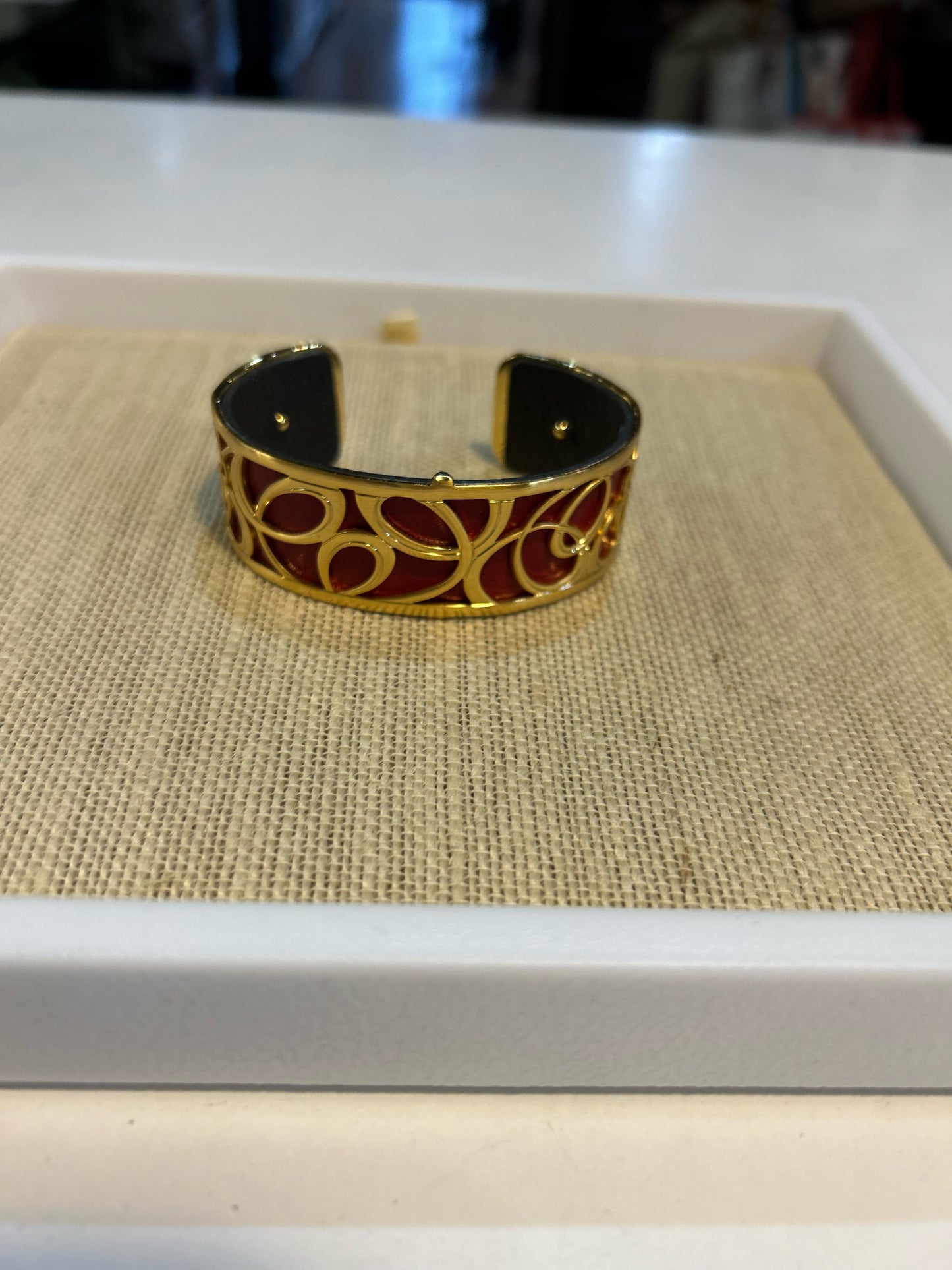 Brighton Christo Red Leather & Gold Cuff