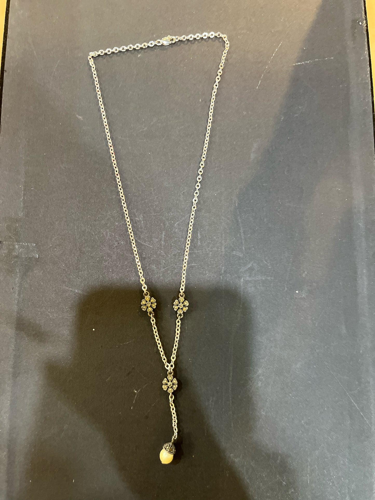 Sterling Silver Marcasite & Pearl Necklace