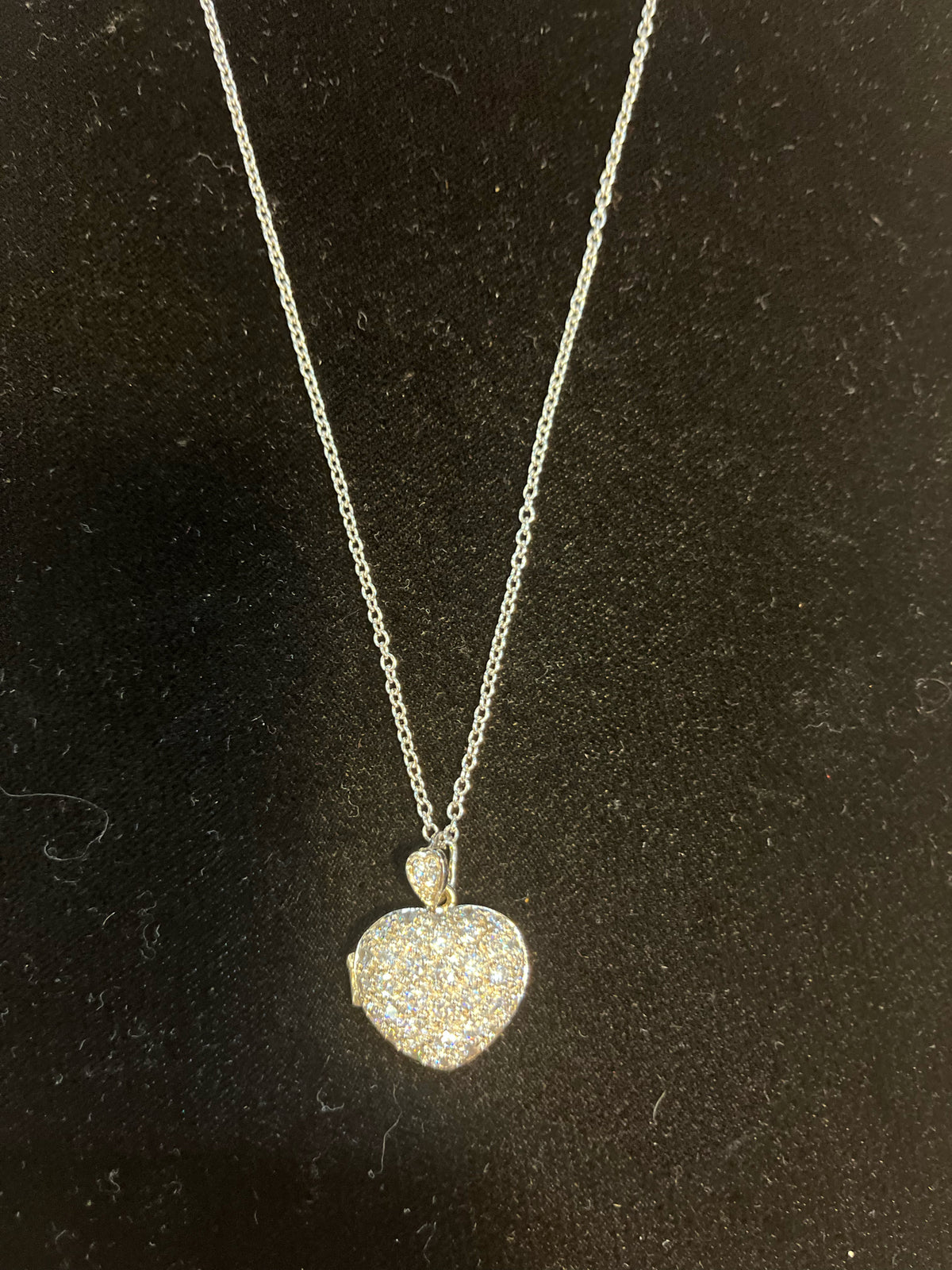 Pave Heart Locket Necklace