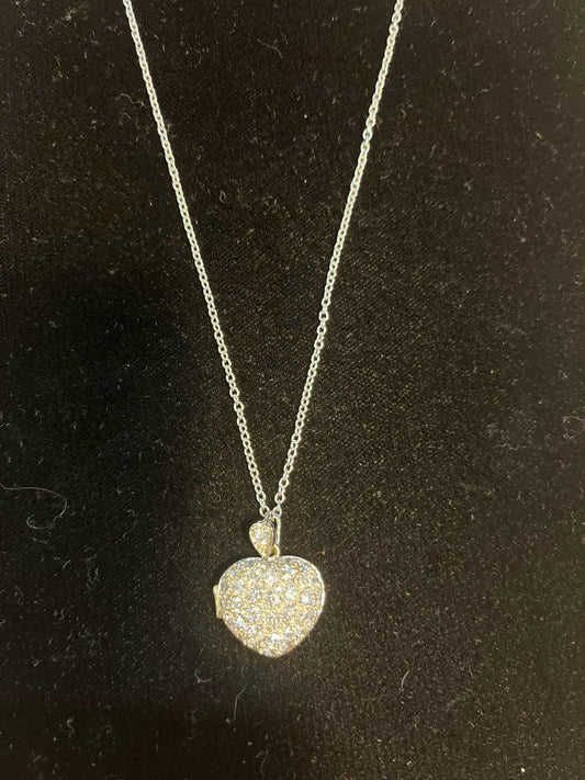 Pave Heart Locket Necklace
