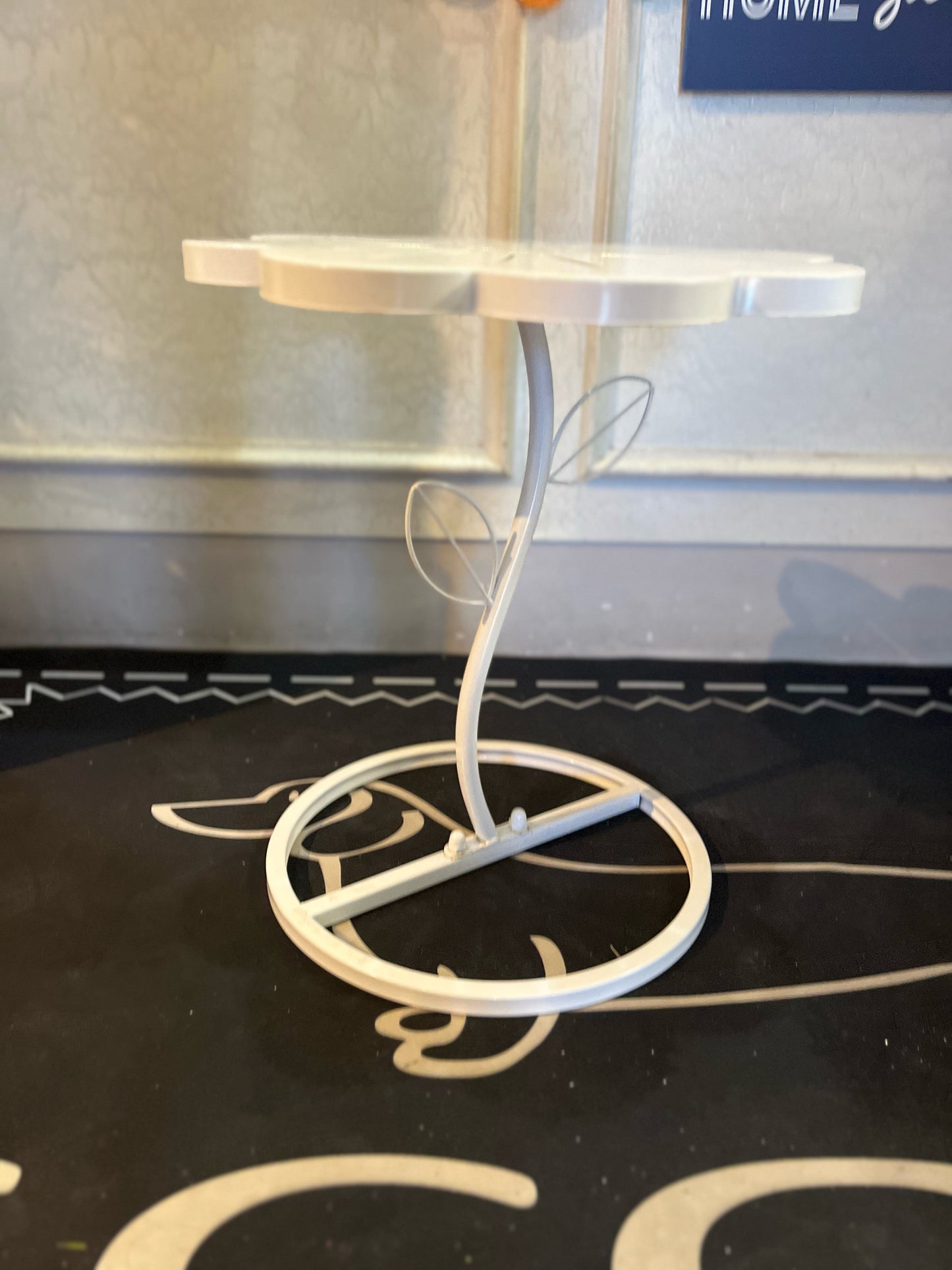 White Flower End Table