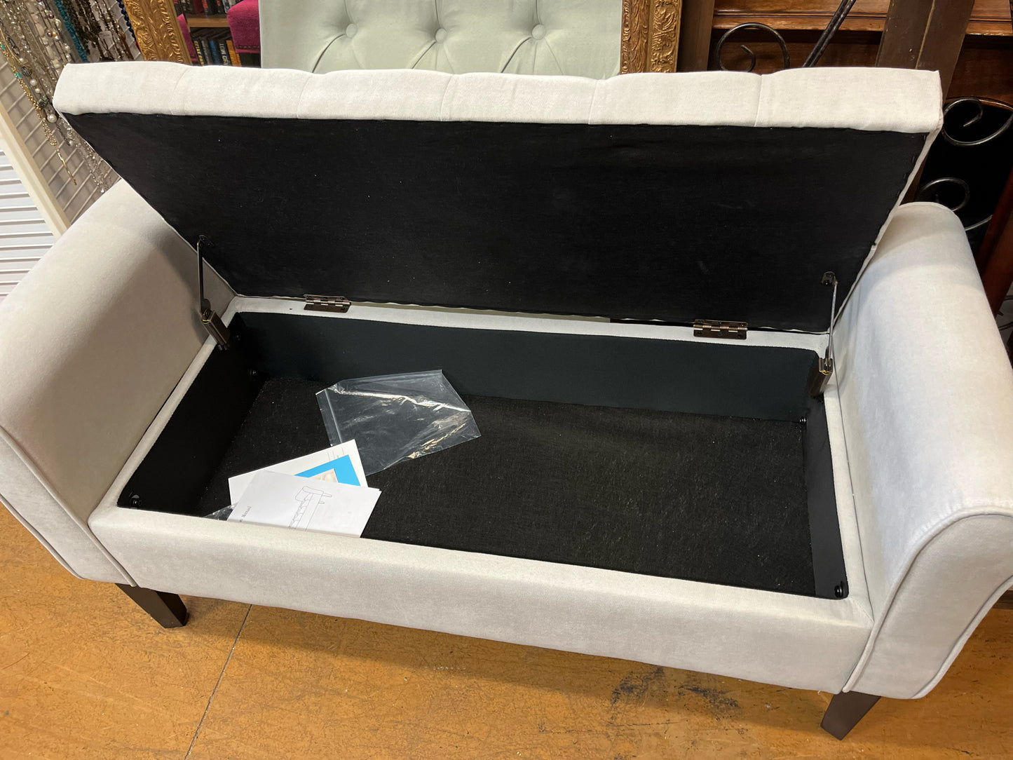 Off White Tufted Storage Bench