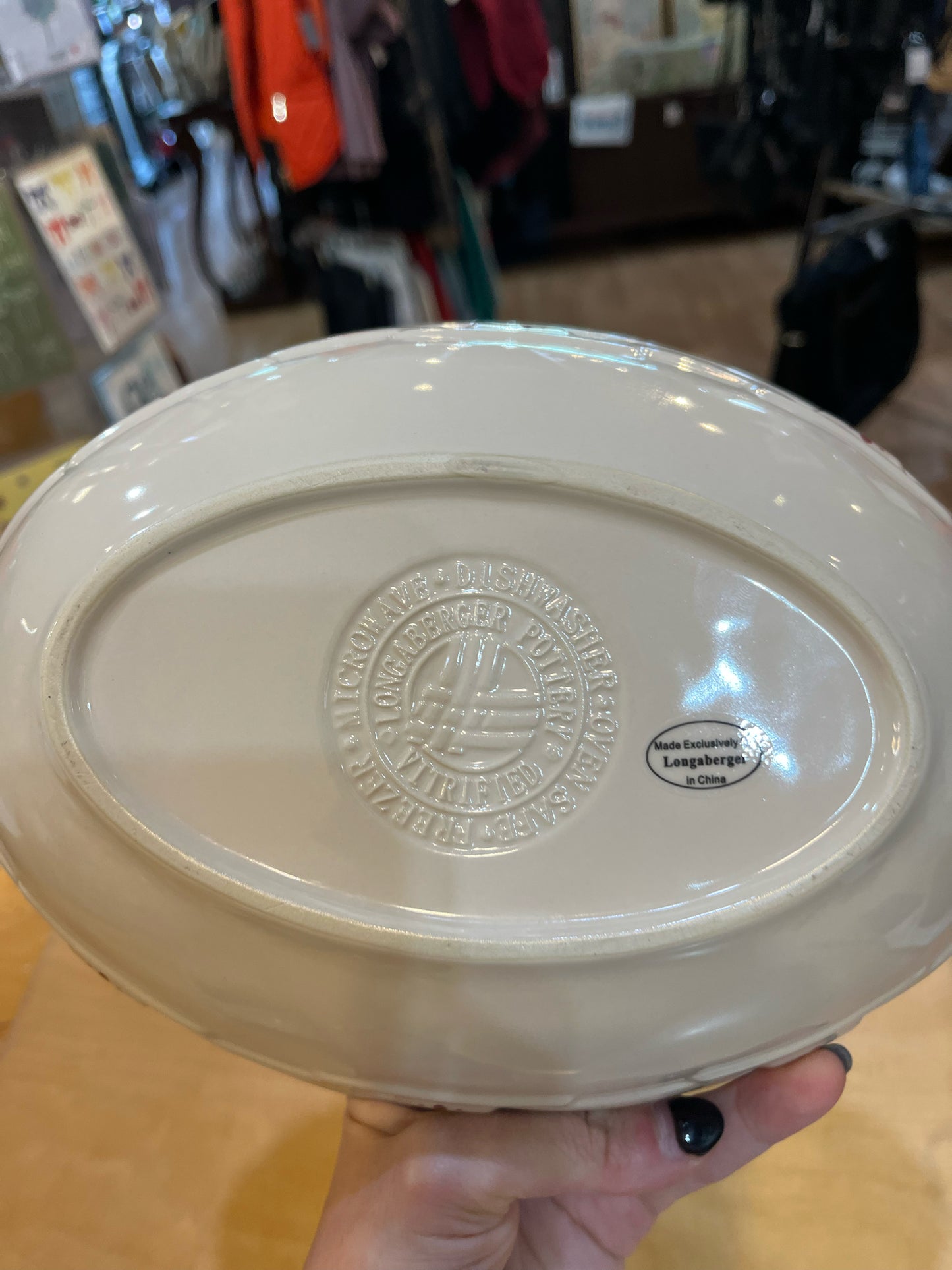 Longaberger Pottery Woven Traditions Heritage Oval Vegetable Bowl