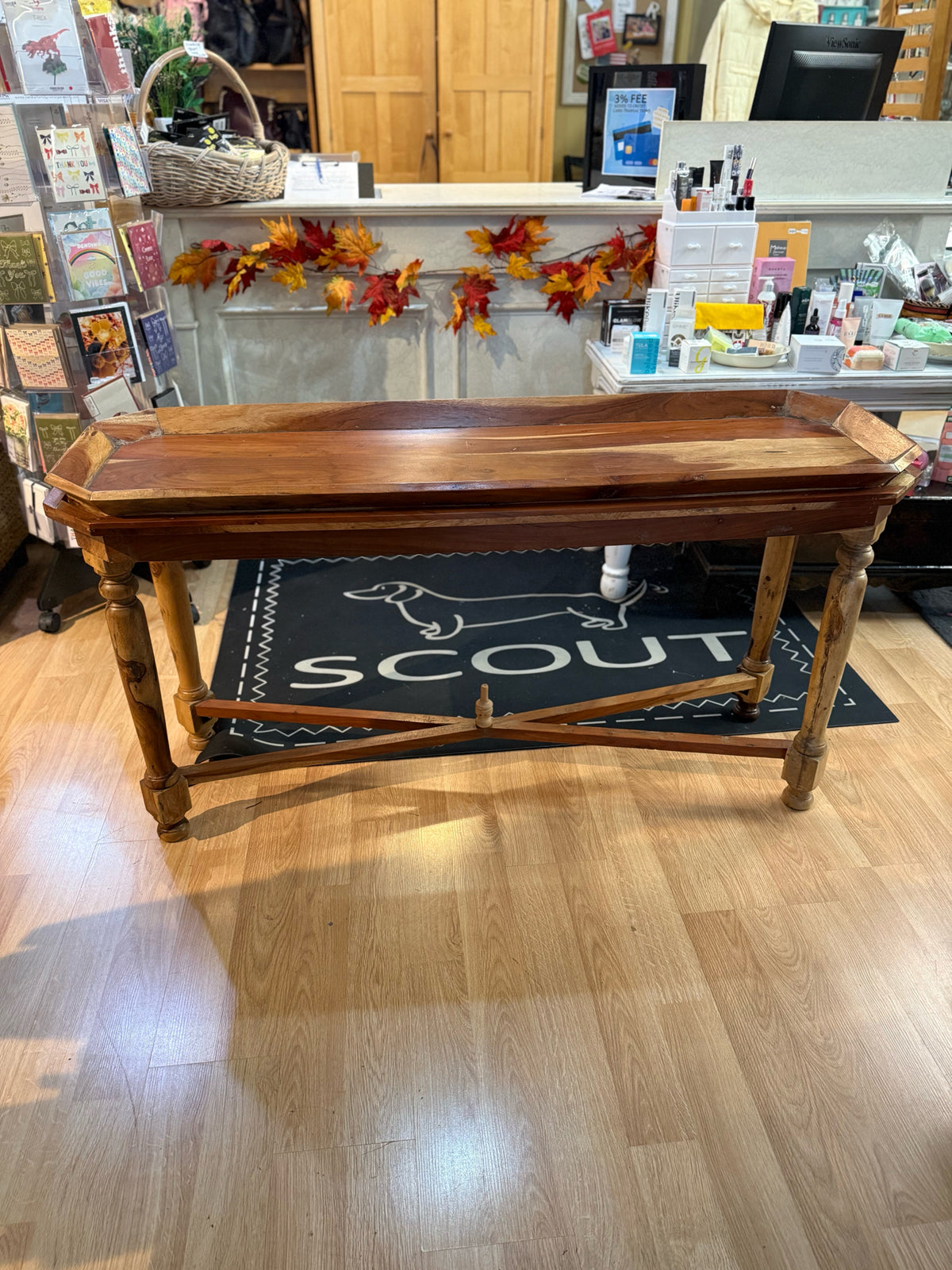 Teak Tray Style Top Entry Table