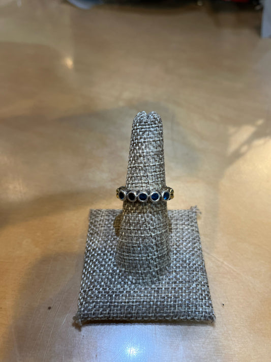 Lagos Caviar Sterling Silver & 18k Blue Stone Ring