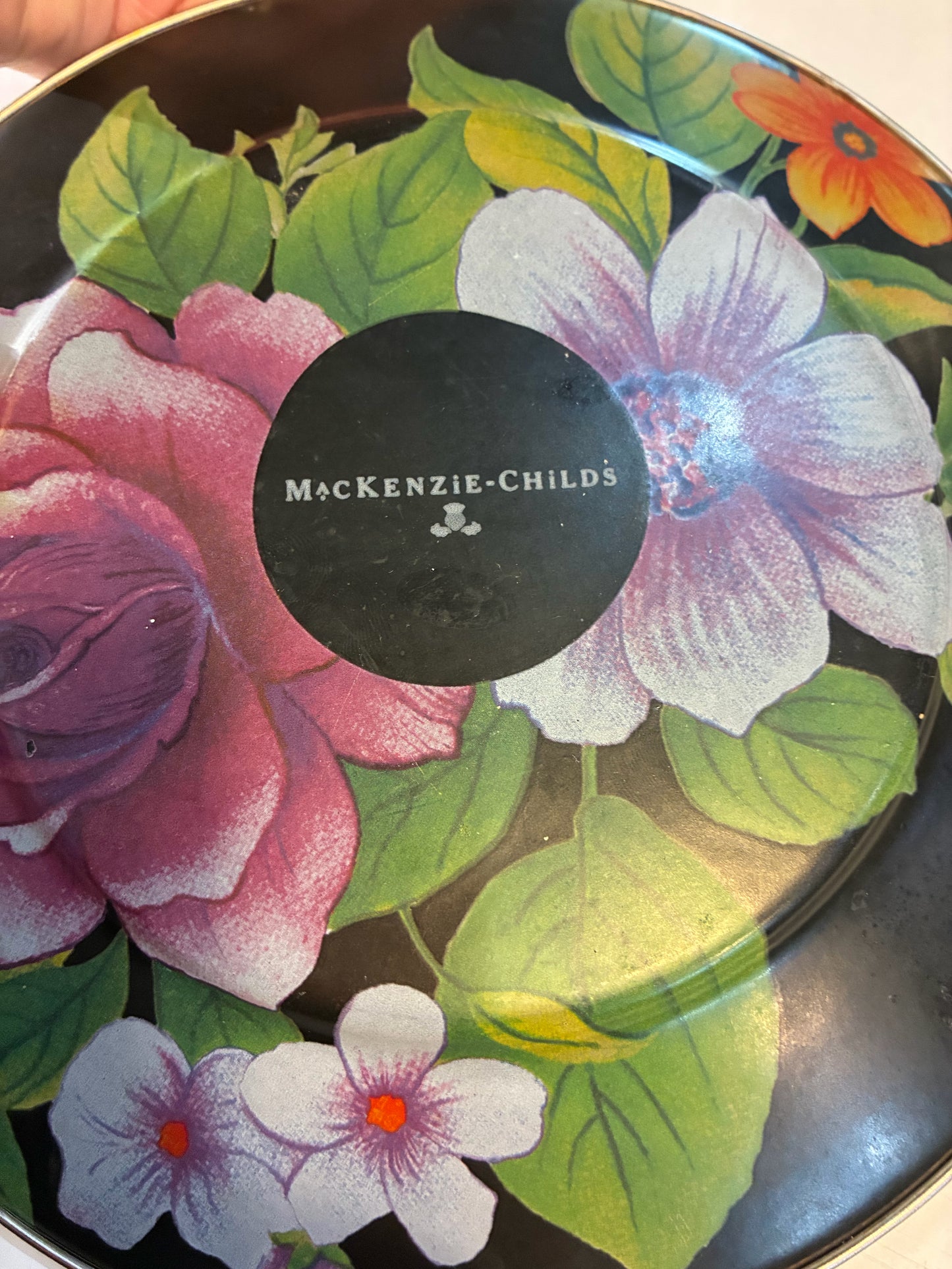 Mackenzie Childs Flower Market Black Enamel Salad/dessert Plate