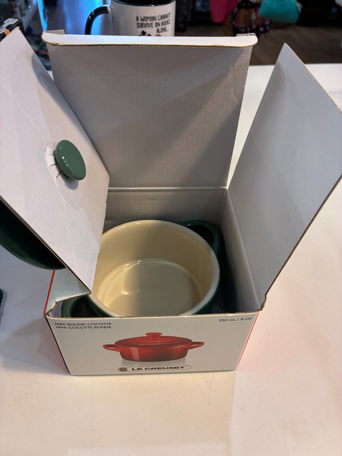 Le Creuset Mini Round Cocotte Green NIB