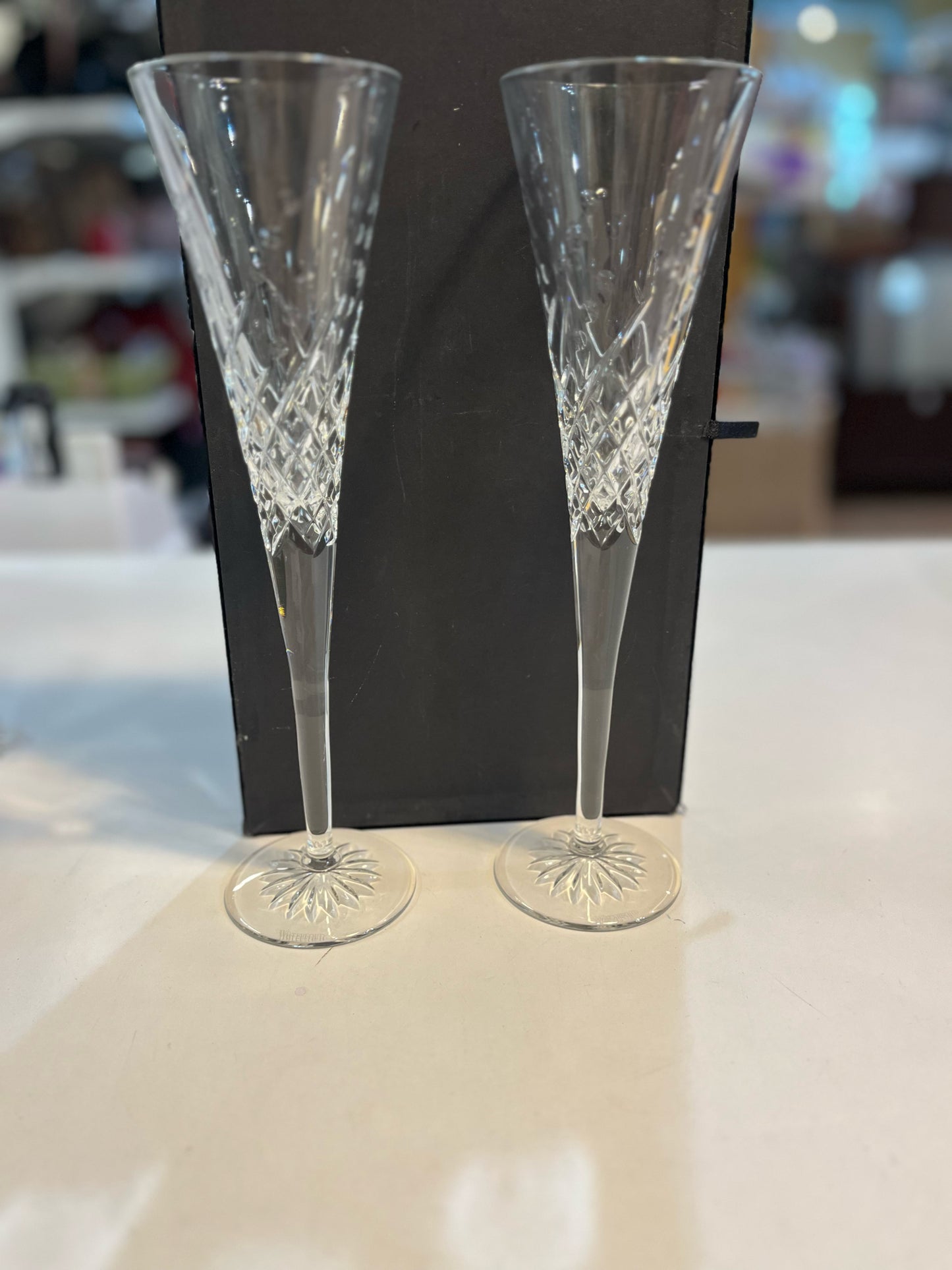 Waterford "Wishes Happy Celebrations" Set of 2 Toasting Flutes