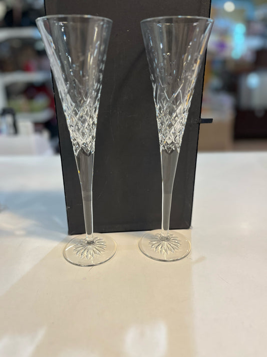 Waterford "Wishes Happy Celebrations" Set of 2 Toasting Flutes