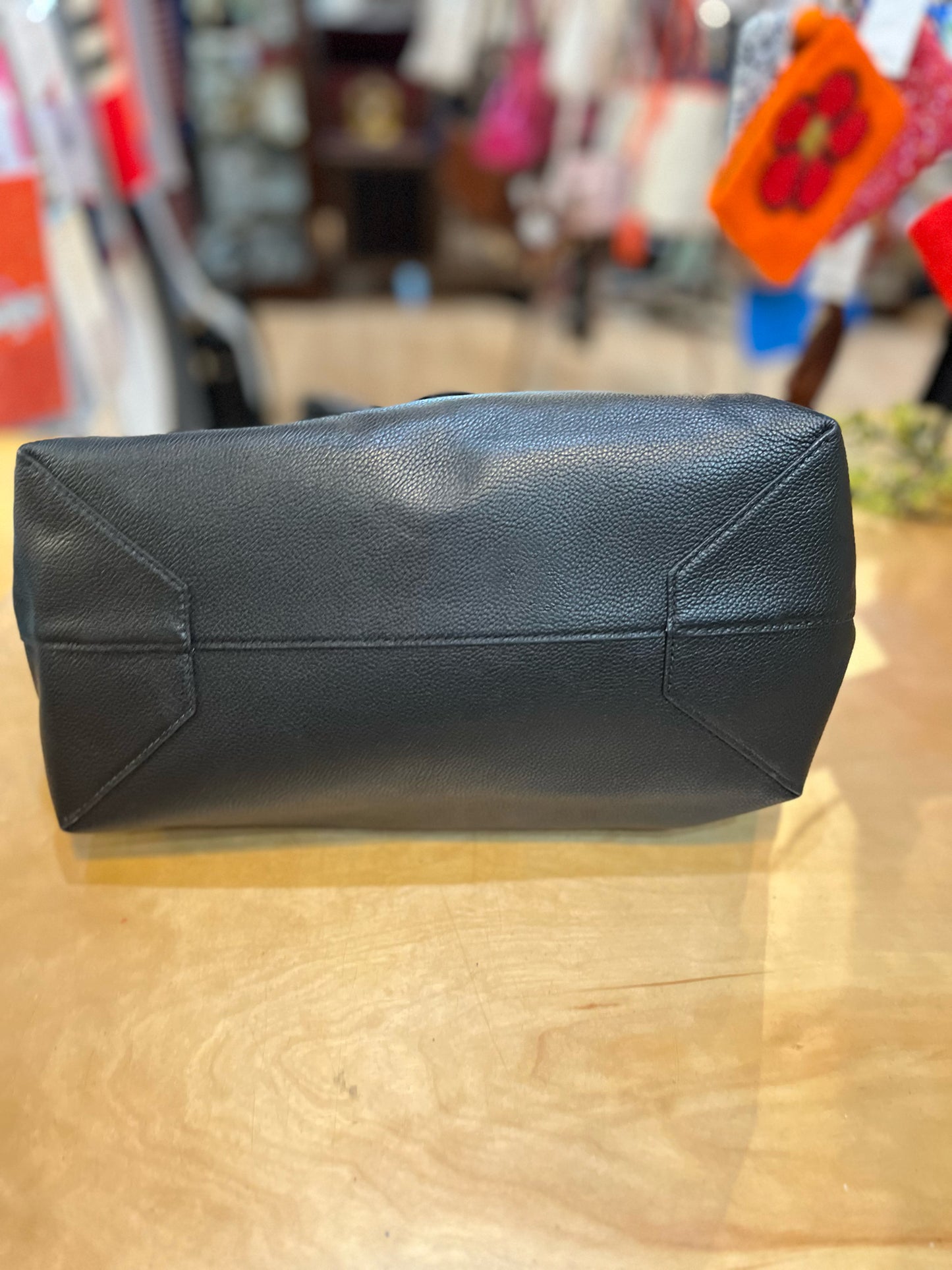 Tory Burch Black Pebble Leather Tote Handbag