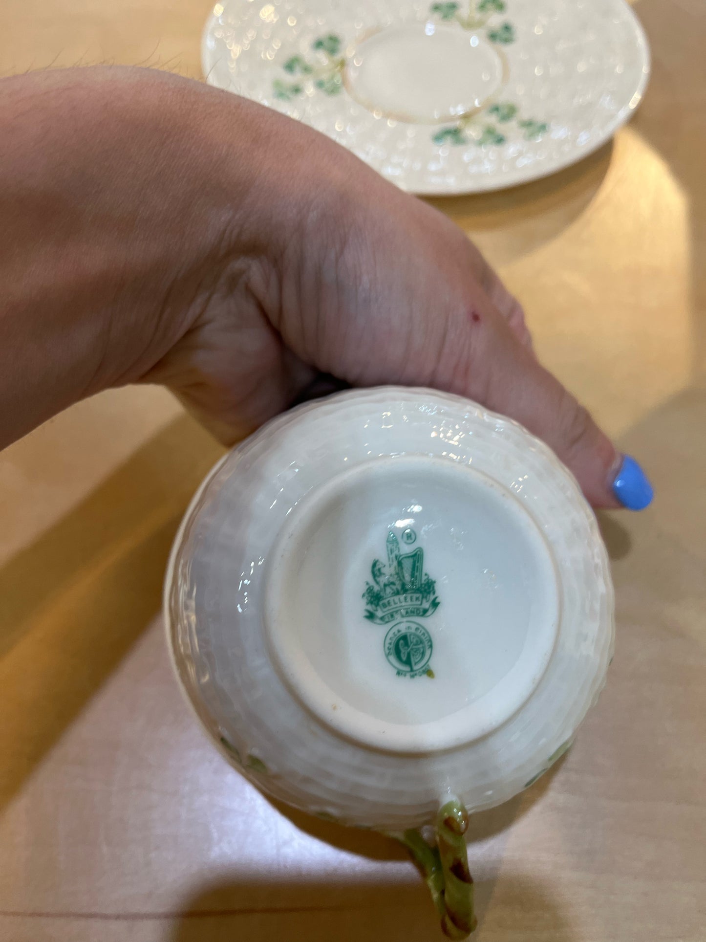 Beleek Ireland Shamrock Tea Cup & Saucer
