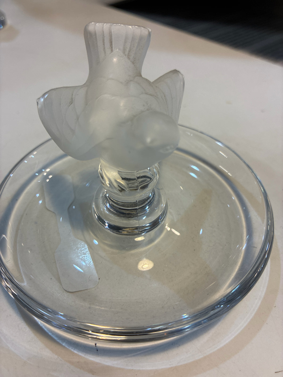 Lalique Crystal Sparrow Ring Trinket Dish