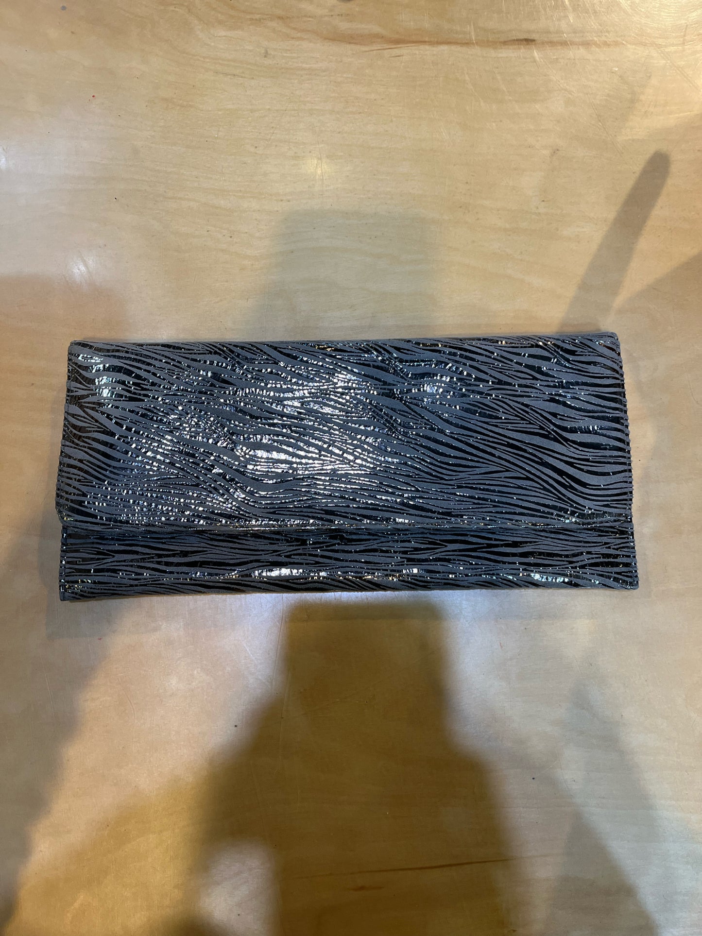 Carlos Falchi Black Suede Zebra Clutch