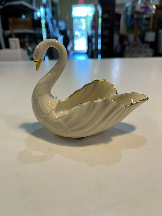 Lenox Swan Trinket Dish w/ 24k