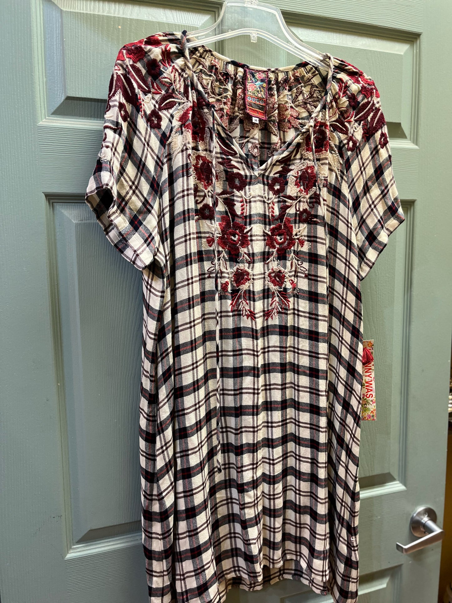 NWT Johnny Was "Workshop Embroidered Tourine Drawstring Peasant Tunic"