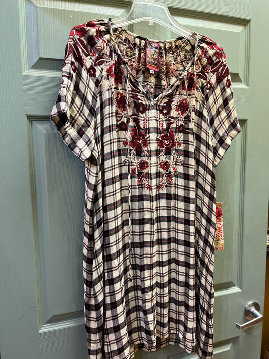 NWT Johnny Was "Workshop Embroidered Tourine Drawstring Peasant Tunic"
