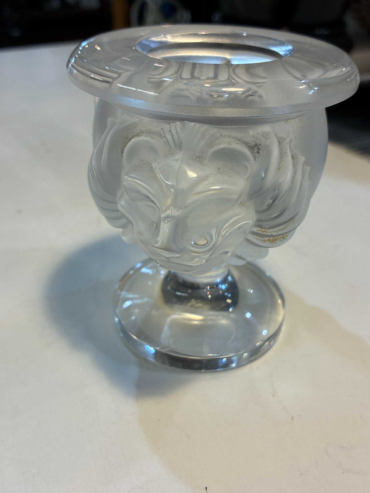 Lalique Crystal "Tete de Lion" Pedestal Cup