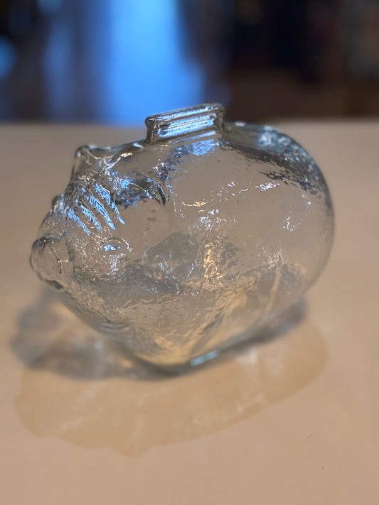 Vintage Anchor Hocking Clear Glass piggy bank