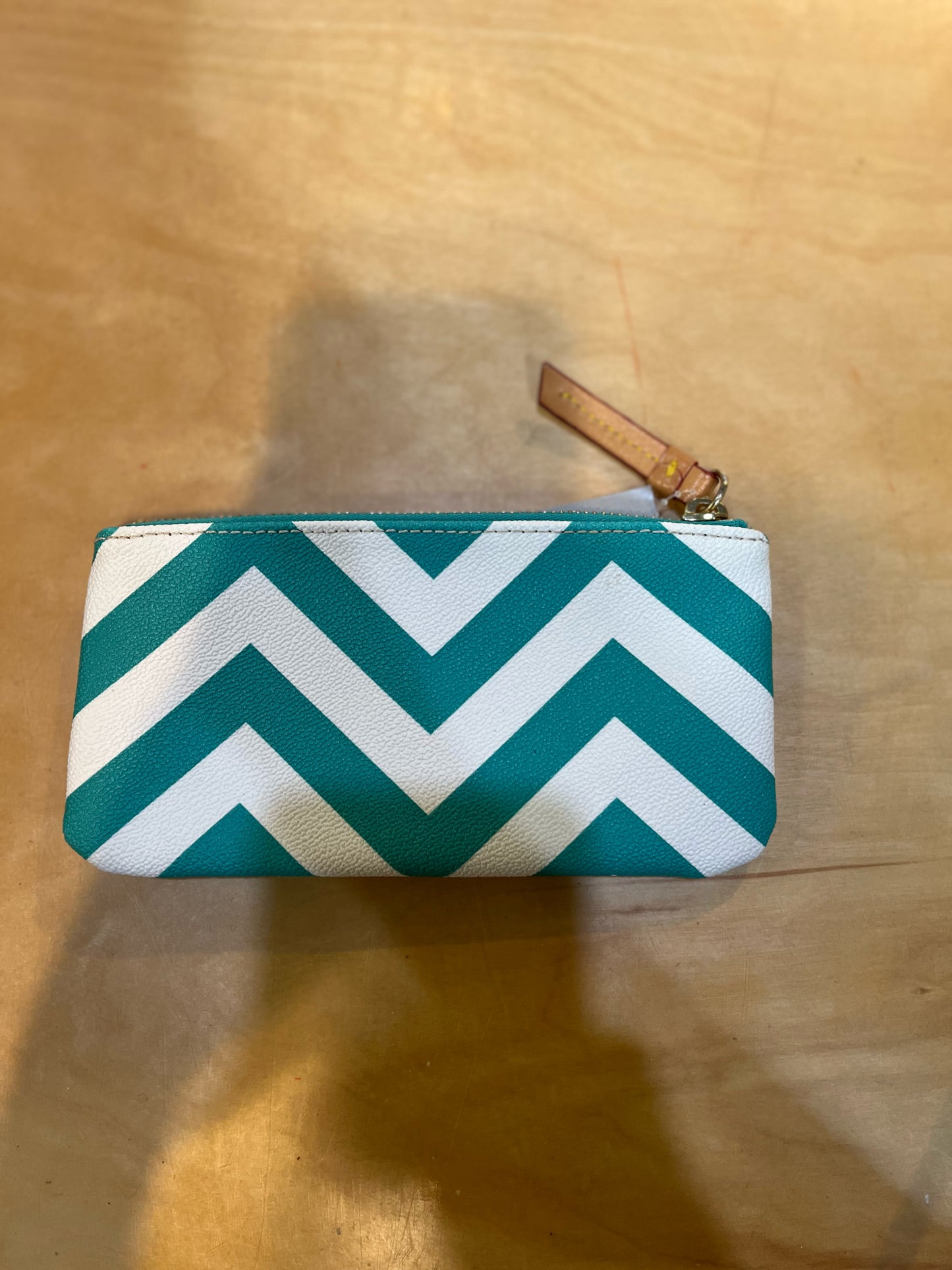 Dooney & Bourke Teal & White Chevron Pouch