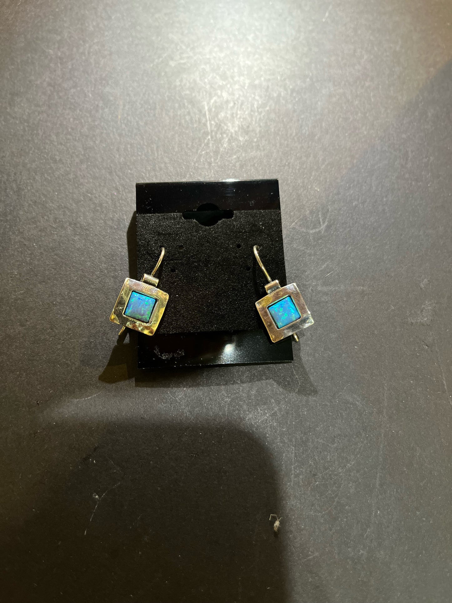 Sterling Silver & Blue Opal Earrings