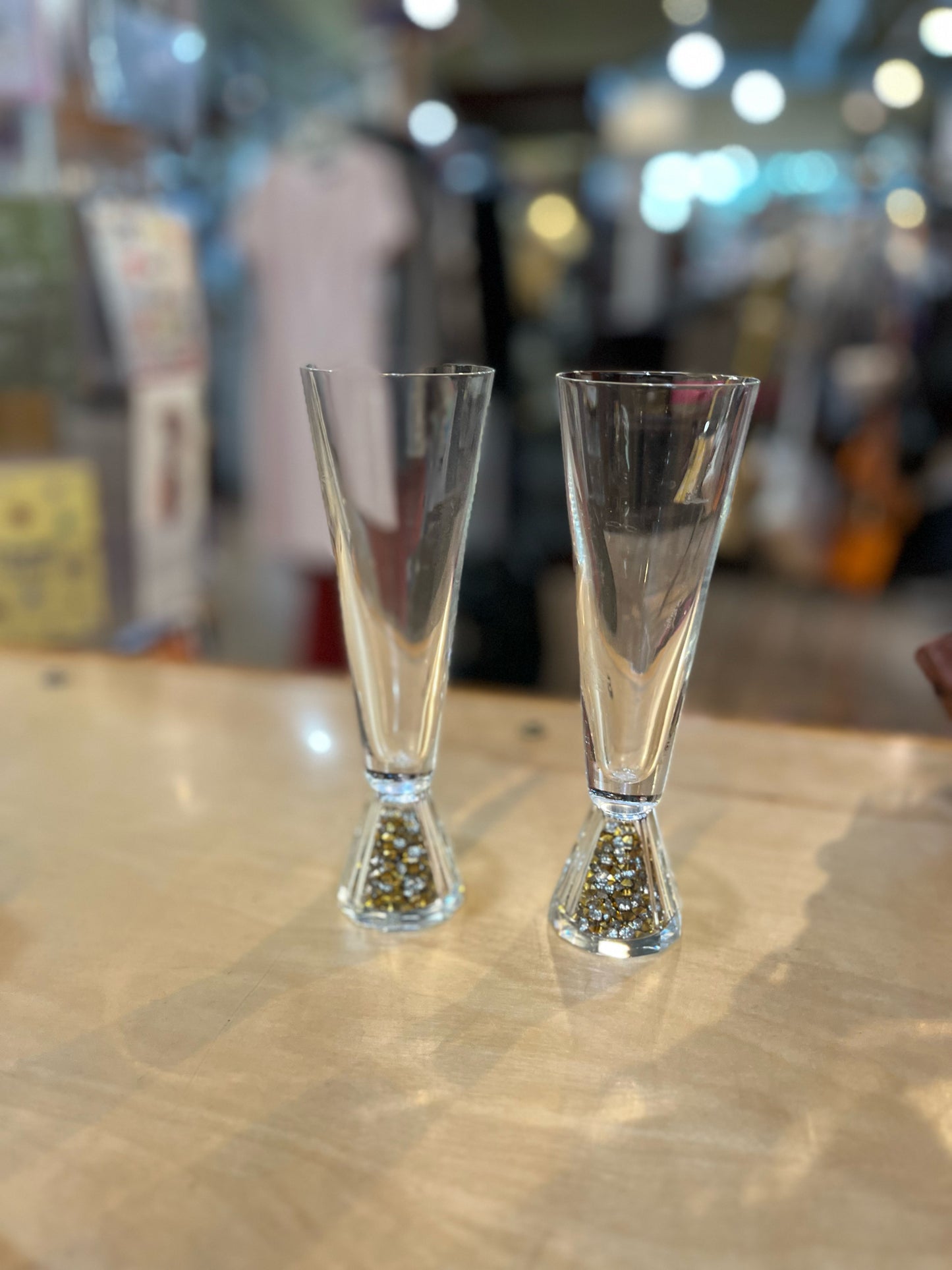 Oleg Cassini Glitter Bottom champagne glasses