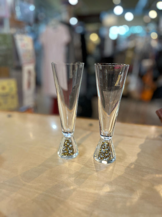 Oleg Cassini Glitter Bottom champagne glasses