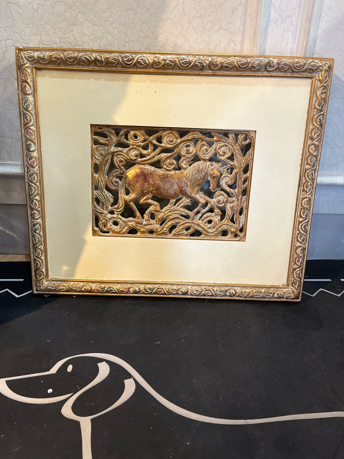 Gold Filigree Horse Framed Wall Decoration