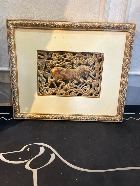 Gold Filigree Horse Framed Wall Decoration
