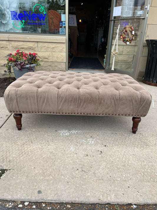 World Market Brown Tufted Fabric Ottoman