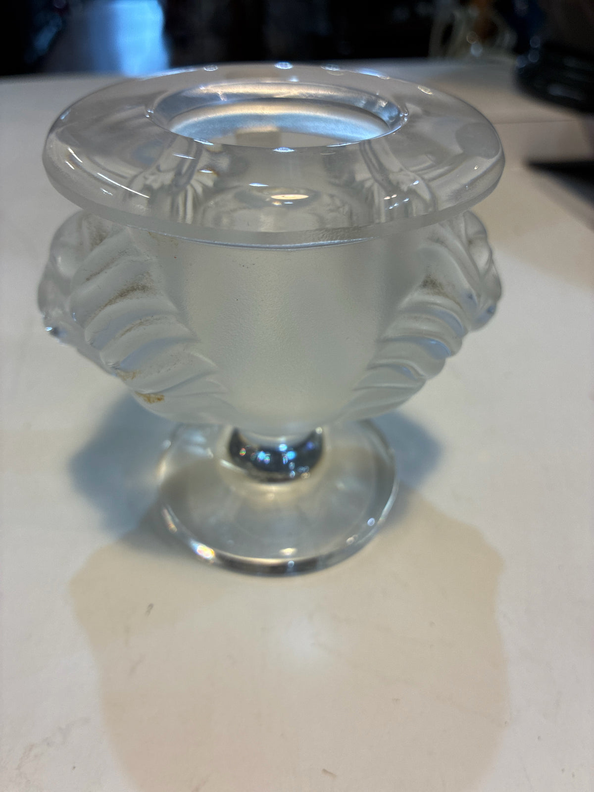 Lalique Crystal "Tete de Lion" Pedestal Cup