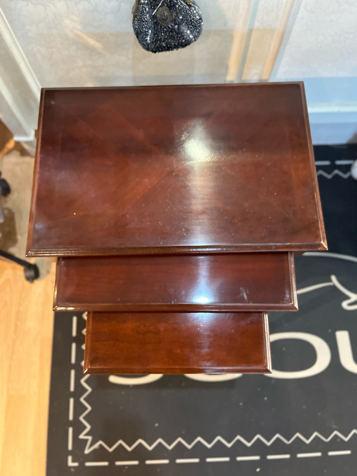 Set of 3 Dark Wood Nesting Tables