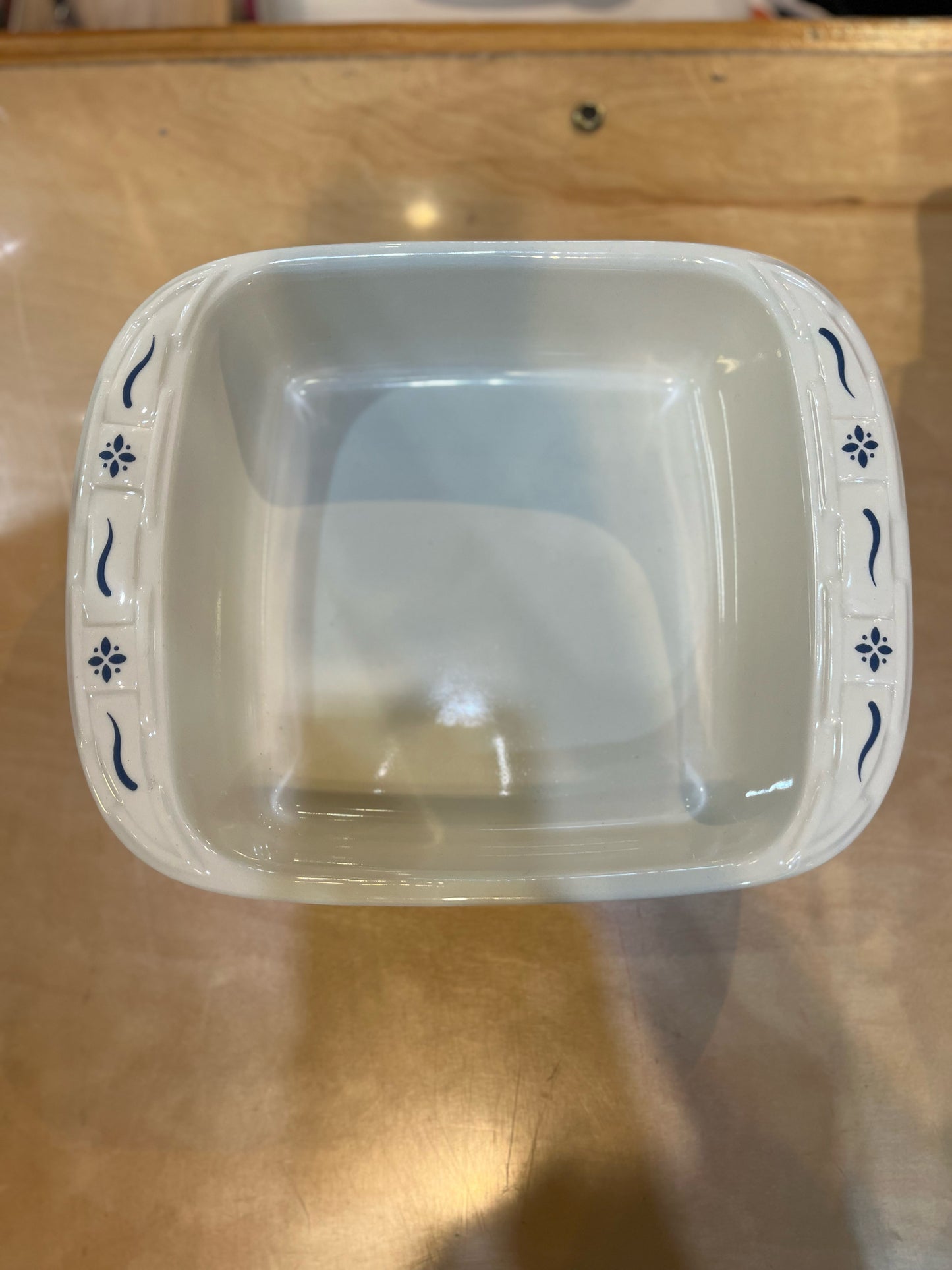 Longaberger Pottery Woven Traditions Heritage casserole dish blue