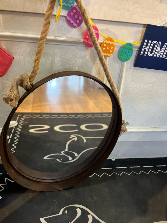 Rustic Metal & Rope Oval Mirror