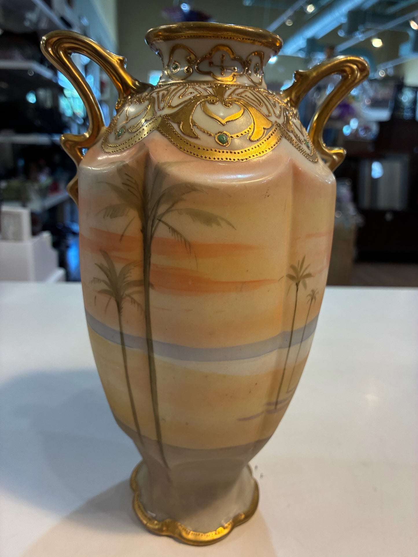 Vintage Nippon Vase Handpainted Man on Camel