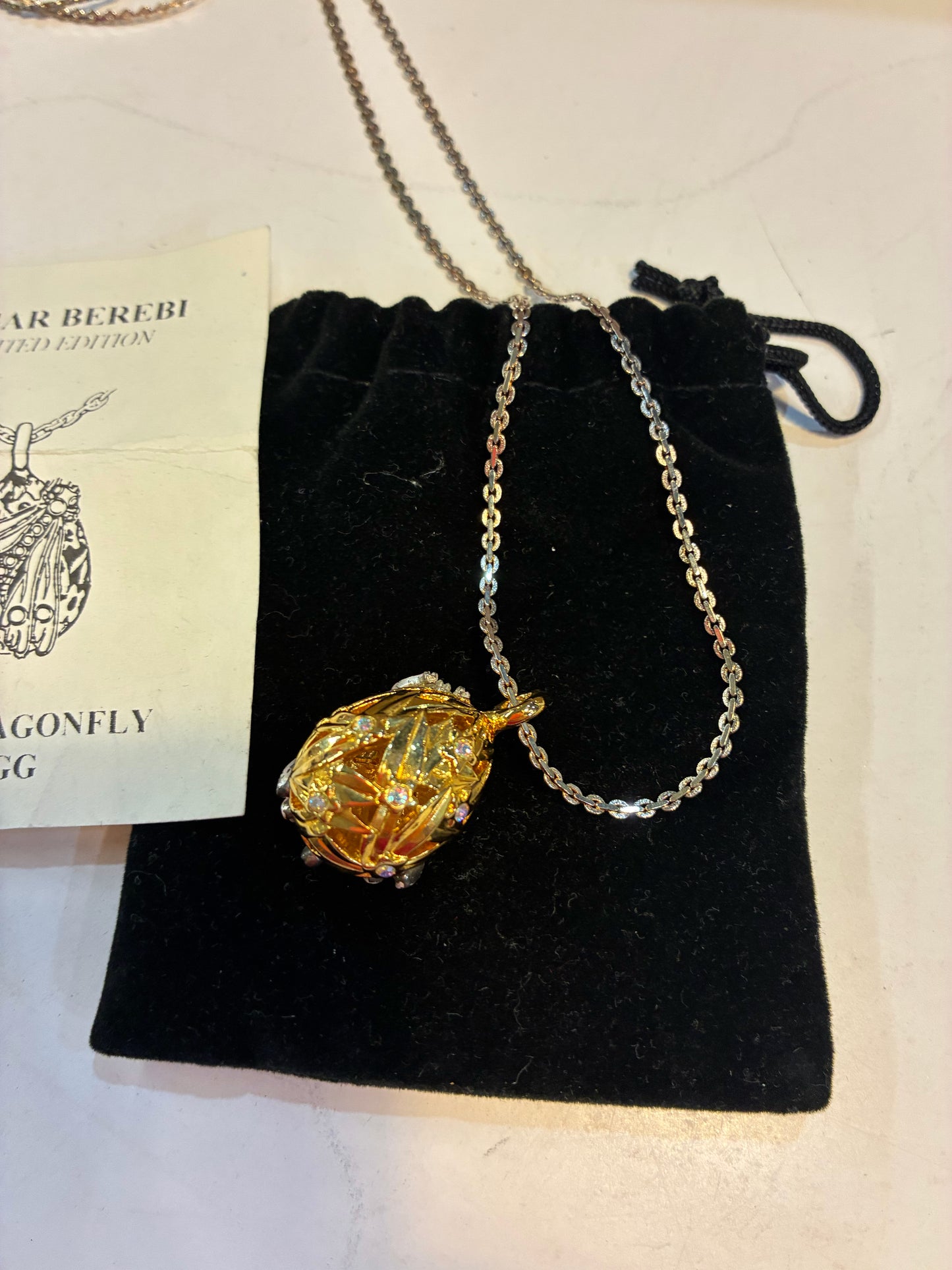 Vintage Edgar Berebi Limited Edition The Dragonfly Egg Necklace