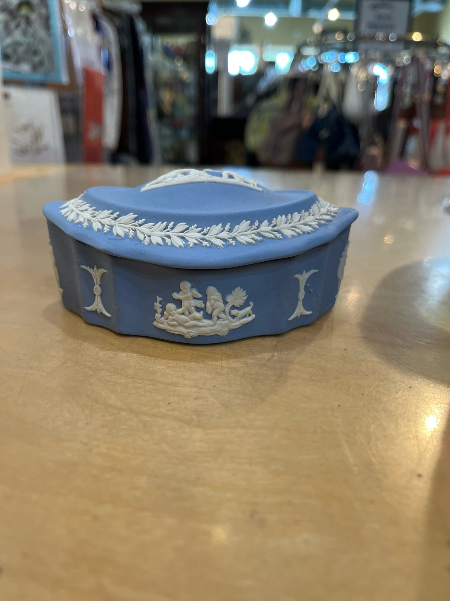 Wedgewood Blue Jasper Curved Lidded Box