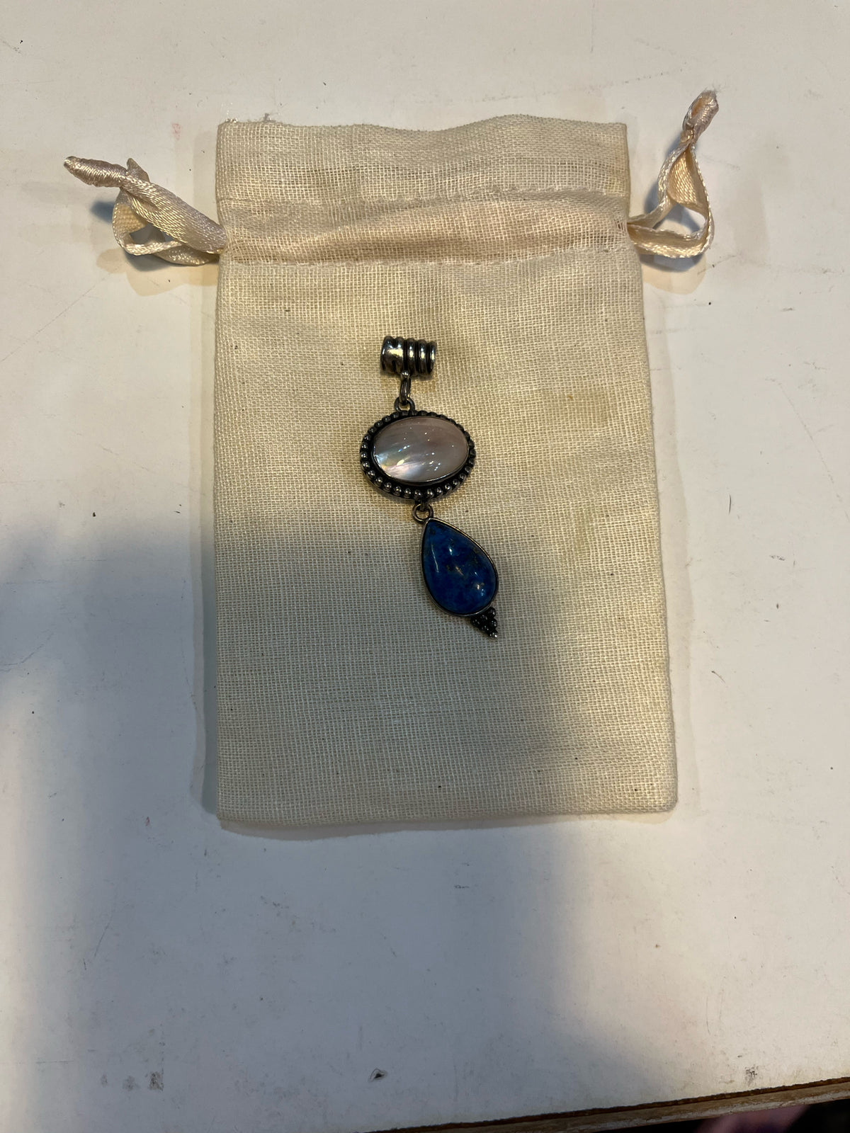Carolyn Pollack 925 SS Lapis & Pearl Pendant