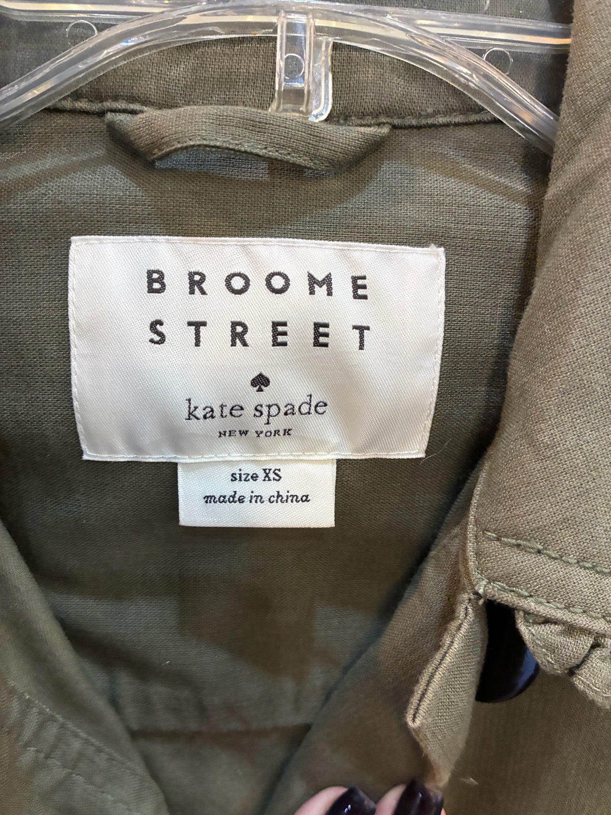 Kate Spade Olive Green "Broome Street Ruffle Military" Jacket