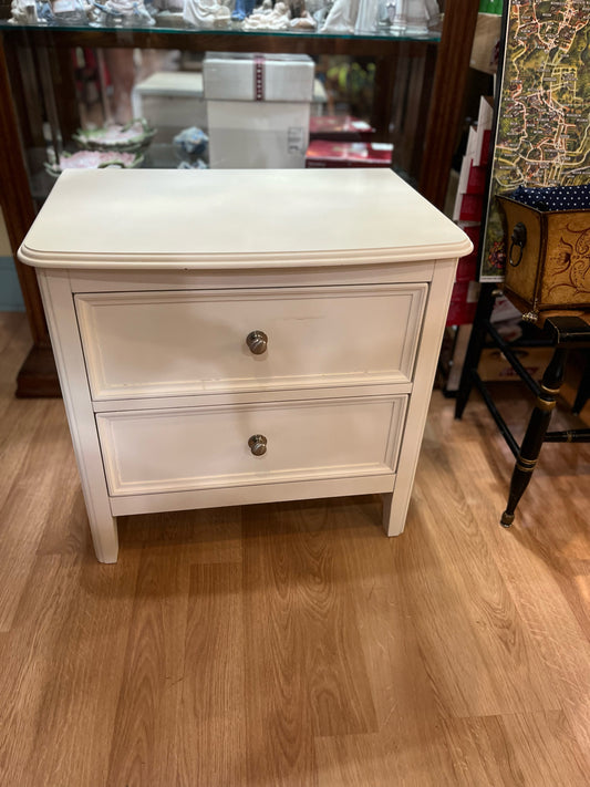 White Two Drawer Nightstand