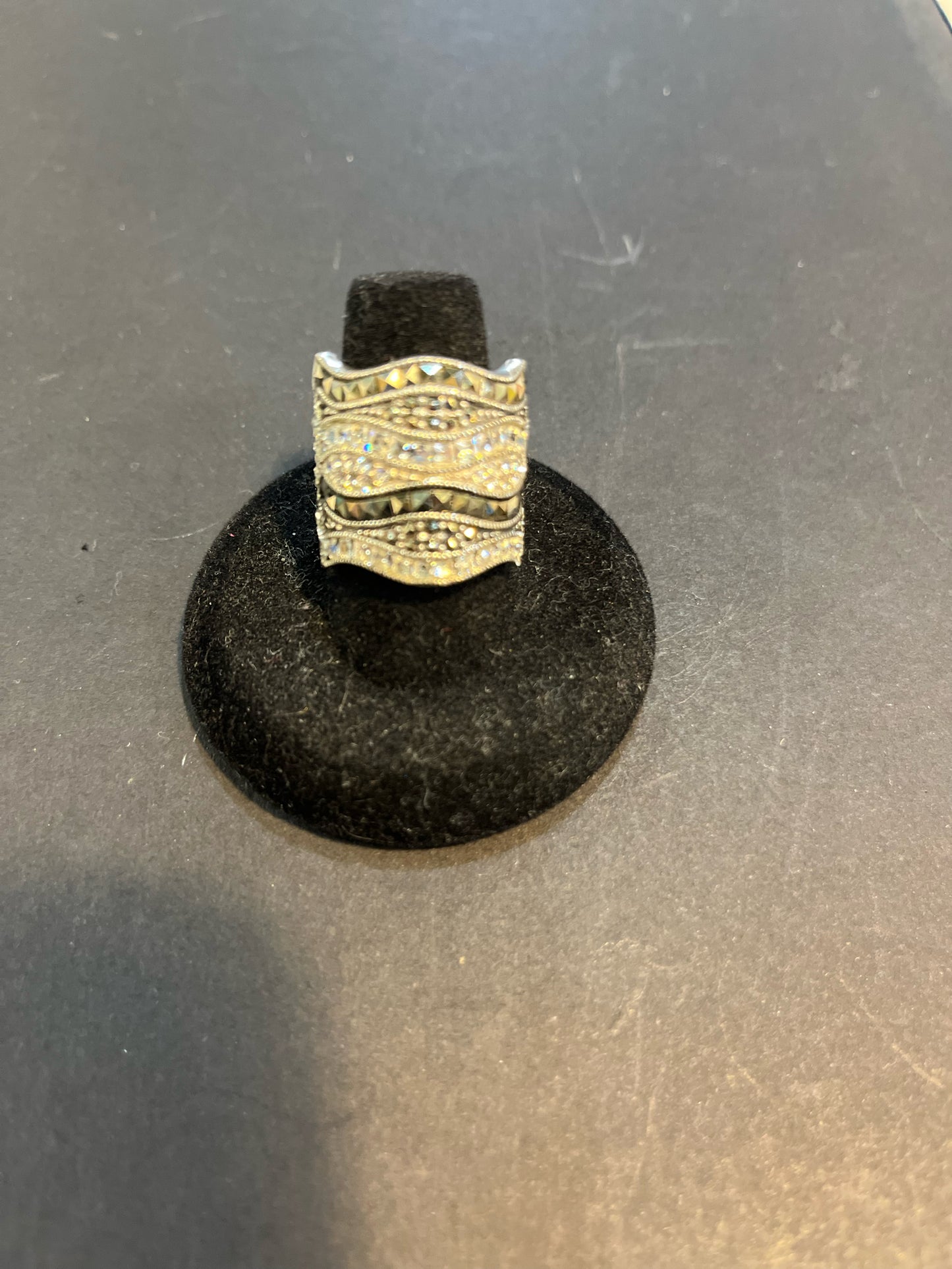 Judith Jack Sterling Silver & Marcasite Stacked Ring